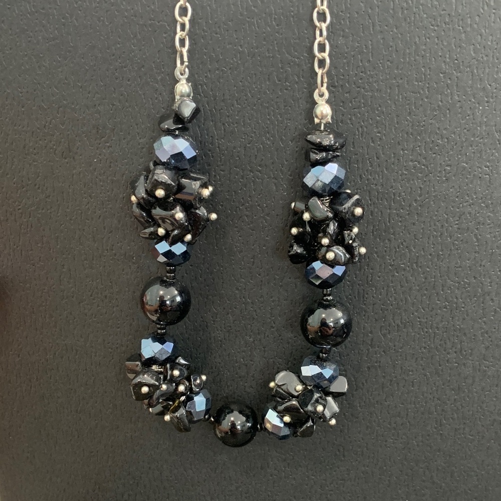 Women’s Handmade Black Bead Cluster Necklace - Unbranded